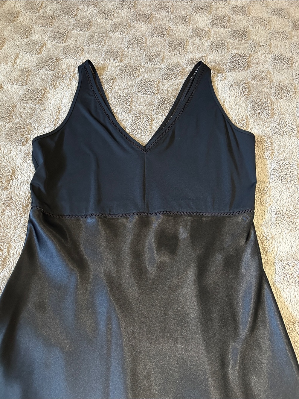 Jones New York Black Satin A-Line Sleeveless Midi Dress Size Large
